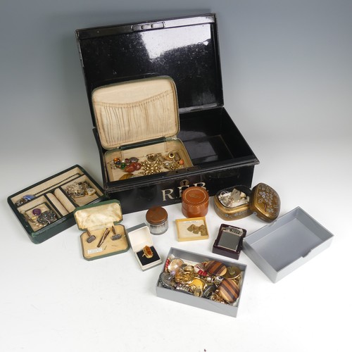 380 - A quantity of Costume Jewellery, including cultured and faux pearls, gold plated and other cufflinks... 