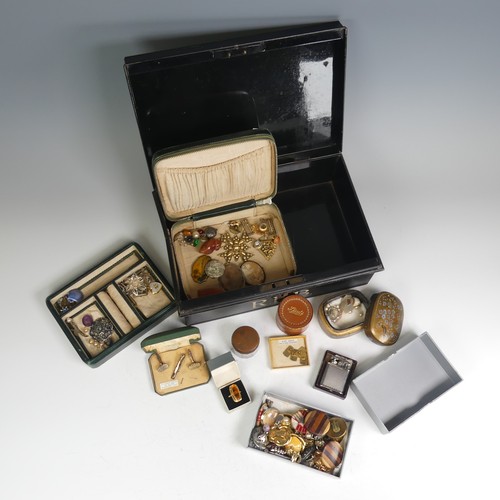 380 - A quantity of Costume Jewellery, including cultured and faux pearls, gold plated and other cufflinks... 