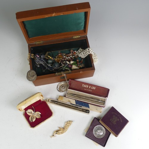 380 - A quantity of Costume Jewellery, including cultured and faux pearls, gold plated and other cufflinks... 