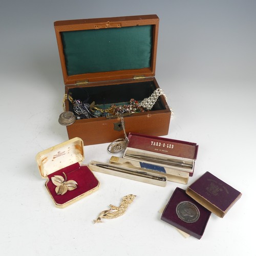 380 - A quantity of Costume Jewellery, including cultured and faux pearls, gold plated and other cufflinks... 