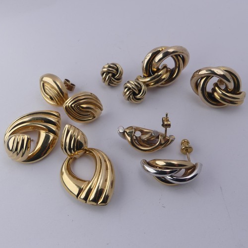 339 - Five pairs of 9ct yellow gold hollow Earrings, including a pair by Uno-a-Erre, approx. total weight ... 