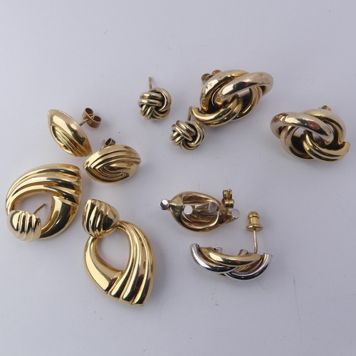 339 - Five pairs of 9ct yellow gold hollow Earrings, including a pair by Uno-a-Erre, approx. total weight ... 