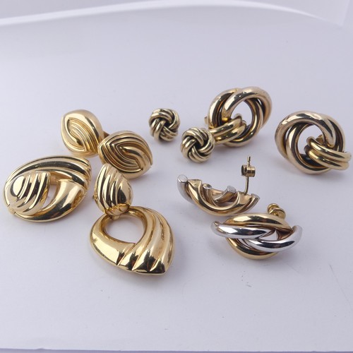 339 - Five pairs of 9ct yellow gold hollow Earrings, including a pair by Uno-a-Erre, approx. total weight ... 