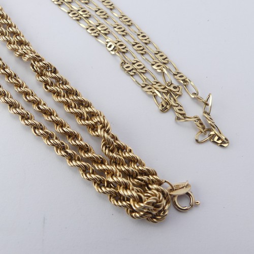 299 - A 9ct yellow gold ropetwist Chain, 53cm long, together with a 9ct gold figaro link necklace, 46cm lo... 