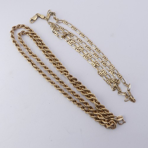 299 - A 9ct yellow gold ropetwist Chain, 53cm long, together with a 9ct gold figaro link necklace, 46cm lo... 