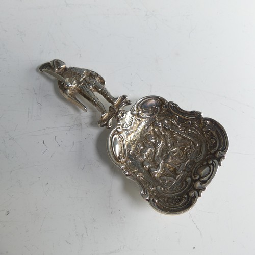 83 - An Edwardian silver Caddy Spoon, by James Dudley, hallmarked London, 1906, the bowl with figural sce... 