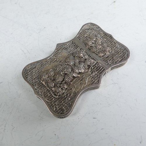 86 - A 19thC Chinese silver filigree Card Case, 9cm x 5.5cm, 37.5g.