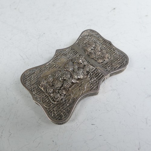 86 - A 19thC Chinese silver filigree Card Case, 9cm x 5.5cm, 37.5g.