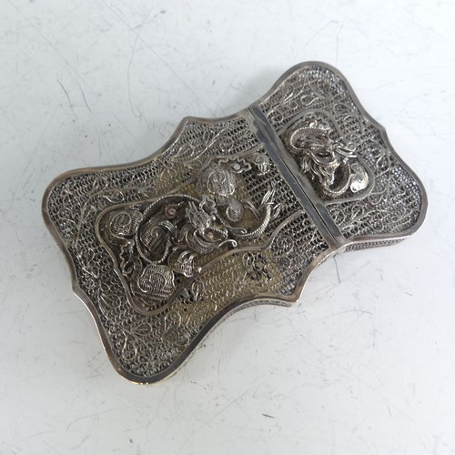 86 - A 19thC Chinese silver filigree Card Case, 9cm x 5.5cm, 37.5g.