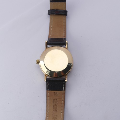 220 - A 9ct gold Omega Automatic Wristwatch, silvered dial with gilt hands and baton markers, Cal. 552 24-... 