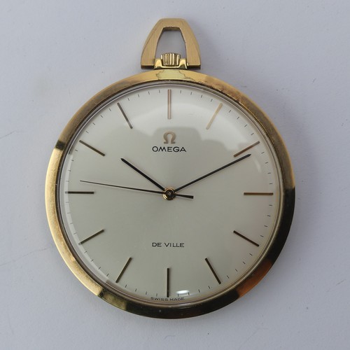 221 - A gold plated Omega De Ville Pocket Watch, 43mm diameter, in Omega card presentation box.... 