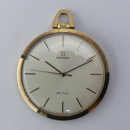 221 - A gold plated Omega De Ville Pocket Watch, 43mm diameter, in Omega card presentation box.... 