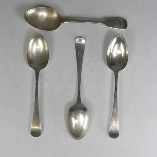 90 - A set of three George III silver Table Spoons, by John Lambe, hallmarked London, 1781, Old English p... 