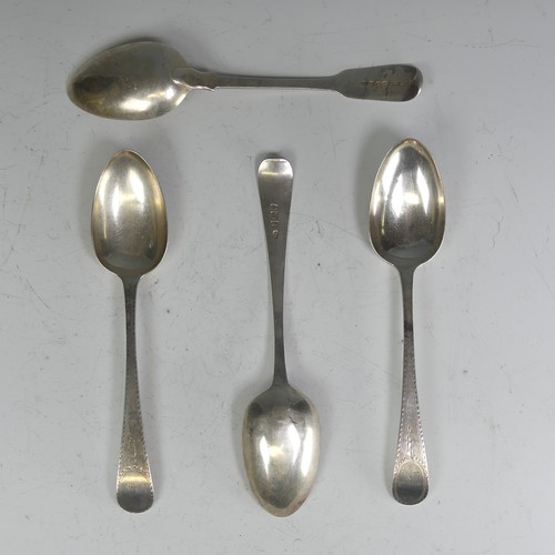 90 - A set of three George III silver Table Spoons, by John Lambe, hallmarked London, 1781, Old English p... 