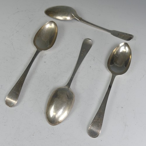 90 - A set of three George III silver Table Spoons, by John Lambe, hallmarked London, 1781, Old English p... 