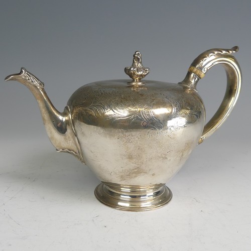 101 - An early Victorian silver Teapot, by Charles Fox II, hallmarked London 1840, of circular form with f... 