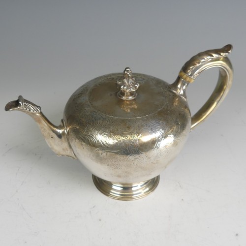 101 - An early Victorian silver Teapot, by Charles Fox II, hallmarked London 1840, of circular form with f... 