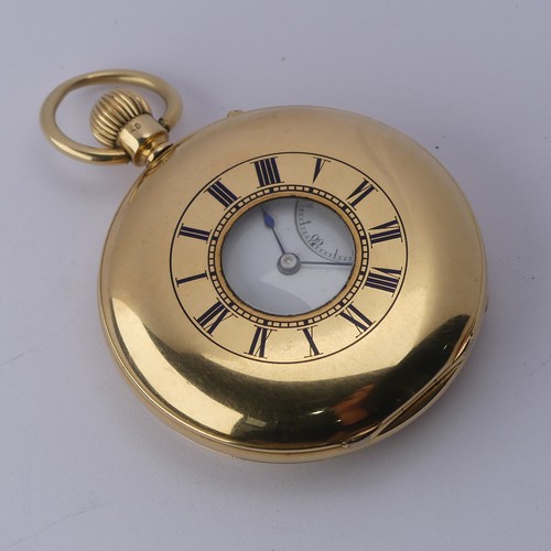 226 - A Victorian 18ct gold half hunter Pocket Watch, the white enamel dial signed for John Bennett, Londo... 