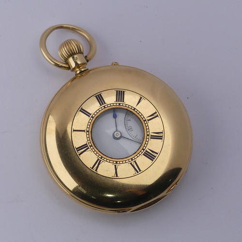 226 - A Victorian 18ct gold half hunter Pocket Watch, the white enamel dial signed for John Bennett, Londo... 