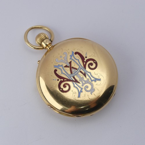 226 - A Victorian 18ct gold half hunter Pocket Watch, the white enamel dial signed for John Bennett, Londo... 