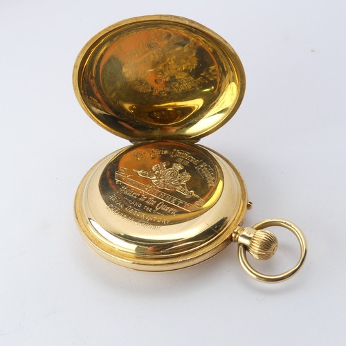 226 - A Victorian 18ct gold half hunter Pocket Watch, the white enamel dial signed for John Bennett, Londo... 