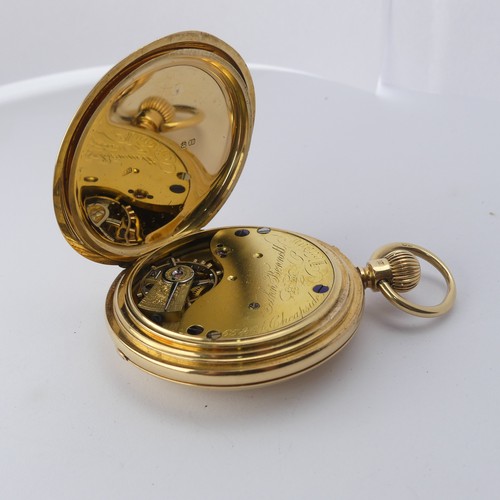 226 - A Victorian 18ct gold half hunter Pocket Watch, the white enamel dial signed for John Bennett, Londo... 