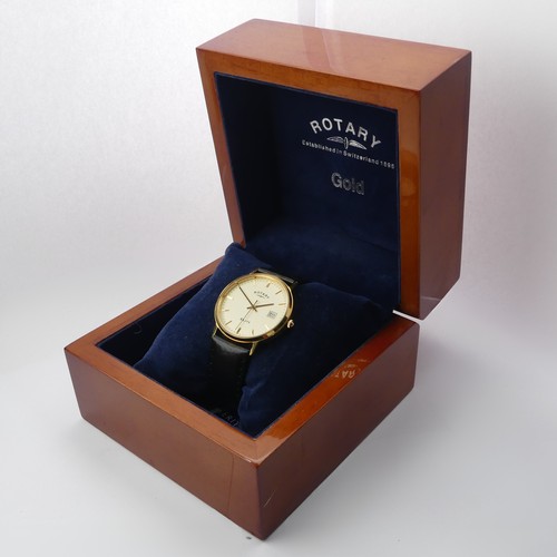 227 - A cased Rotary Elite 18ct gold quartz Wristwatch, 33mm diameter, with guarantee booklet, running, as... 