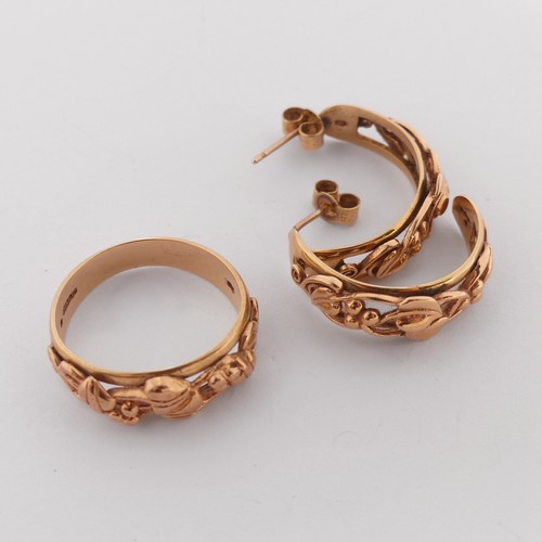 397 - Clogau Gold; A 9ct yellow and rose gold 'Tree of Life' design Ring, Size R, together with a pair of ... 