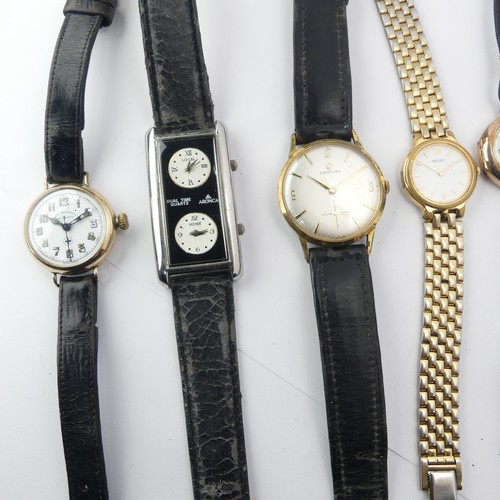 228 - Two 9ct gold cased lady's Wristwatches, on leather straps, together with a silver pocket watch, with... 