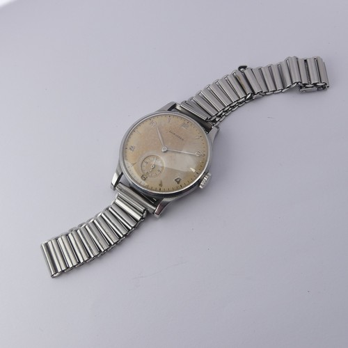 230 - A vintage stainless steel Longines Wristwatch, the signed dial with alternate steel baton and Arabic... 