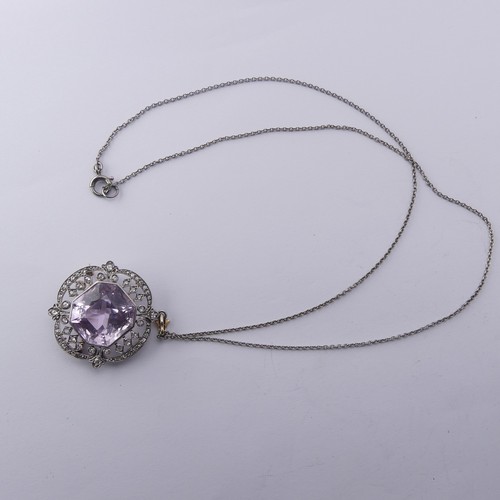 305 - Marcus & Co., New York; An American Belle Epoque Pendant / Necklace, the central octagonal / squ... 