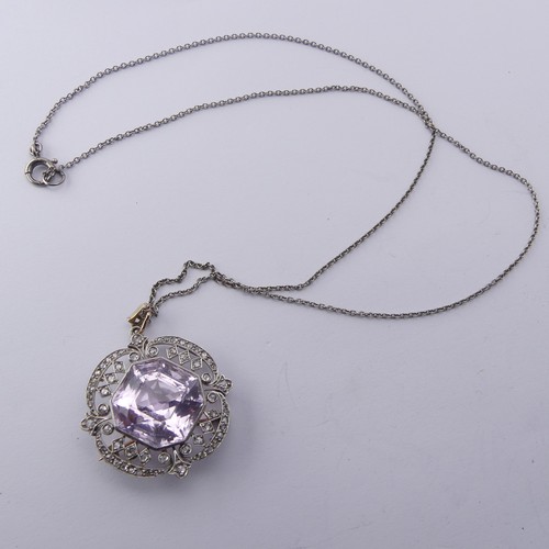 305 - Marcus & Co., New York; An American Belle Epoque Pendant / Necklace, the central octagonal / squ... 