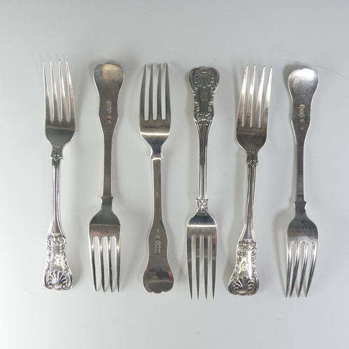 127 - A set of six Victorian Scottish silver Dessert Forks, hallmarked Glasgow, 1831, Kings pattern varian... 