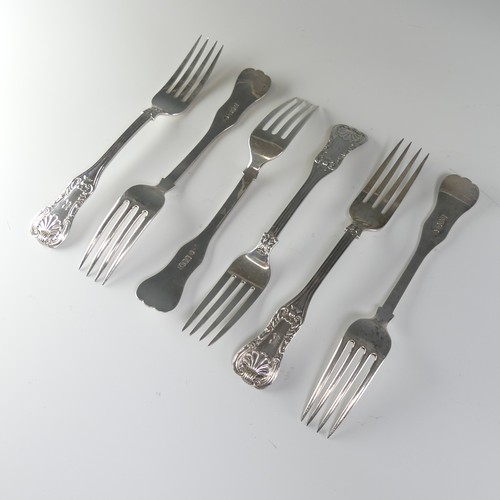 127 - A set of six Victorian Scottish silver Dessert Forks, hallmarked Glasgow, 1831, Kings pattern varian... 