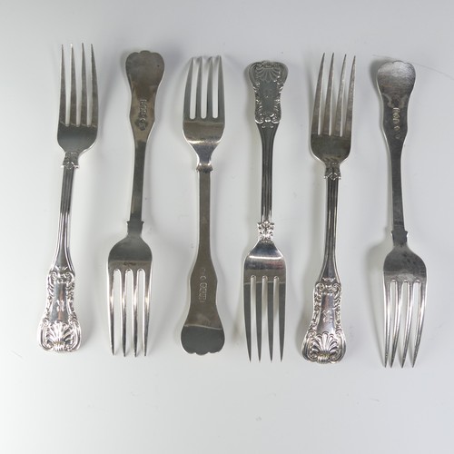 127 - A set of six Victorian Scottish silver Dessert Forks, hallmarked Glasgow, 1831, Kings pattern varian... 