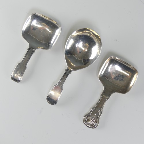 131 - Two George IV silver Caddy Spoons, by Joseph Willmore, dated 1822 and 1825, both with squared bowls,... 