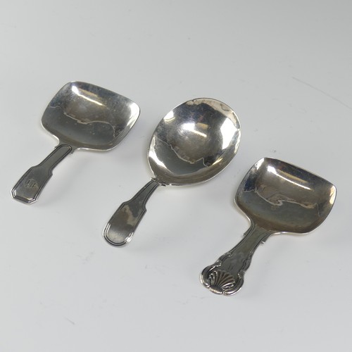 131 - Two George IV silver Caddy Spoons, by Joseph Willmore, dated 1822 and 1825, both with squared bowls,... 