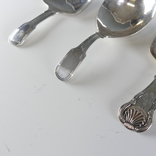 131 - Two George IV silver Caddy Spoons, by Joseph Willmore, dated 1822 and 1825, both with squared bowls,... 