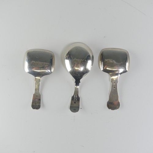 131 - Two George IV silver Caddy Spoons, by Joseph Willmore, dated 1822 and 1825, both with squared bowls,... 