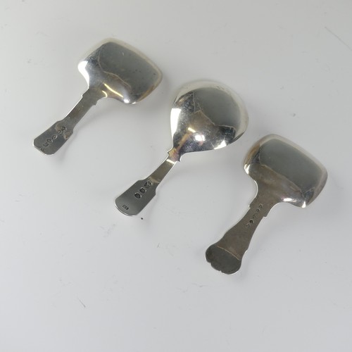 131 - Two George IV silver Caddy Spoons, by Joseph Willmore, dated 1822 and 1825, both with squared bowls,... 