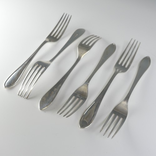 132 - A set of ten George VI silver Forks, by Viner's Ltd., hallmarked Sheffield, 1951, 20cm long, total w... 