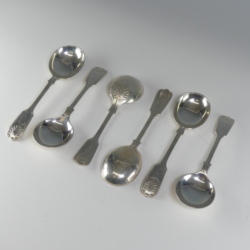 136 - A set of six Elizabeth II silver Soup Spoons, by C J Vander Ltd., hallmarked Sheffield, 1964, fiddle... 