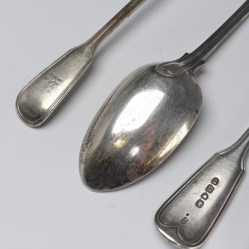 137 - A set of four Victorian silver Table Spoons, by Chawner & Co., hallmarked London, 1855, fiddle a... 