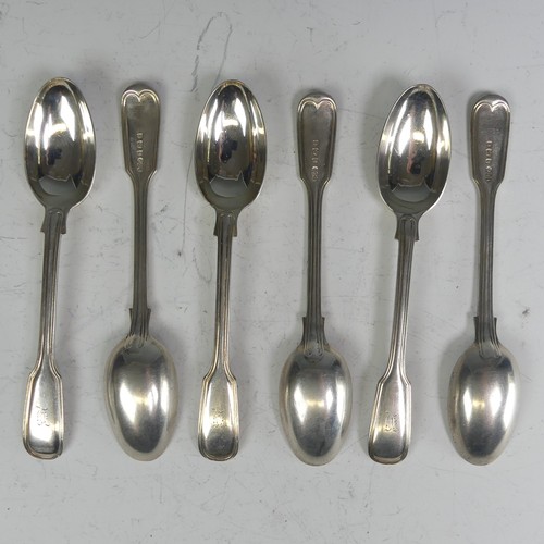 140 - A set of six Edwardian silver Teaspoons, by Elkington & Co Ltd., hallmarked Birmingham 1904, fid... 