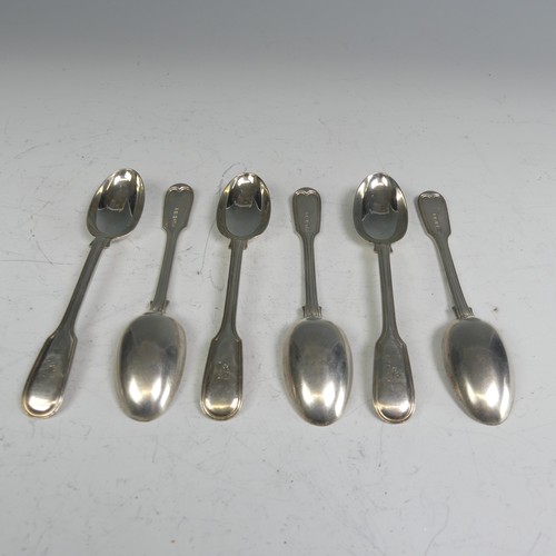 140 - A set of six Edwardian silver Teaspoons, by Elkington & Co Ltd., hallmarked Birmingham 1904, fid... 