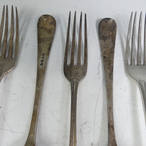 153 - A set of five William IV silver Forks, by William Bateman II, hallmarked London, 1833, Old English t... 