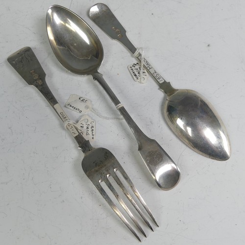 156 - A 19thC Maltese silver Fork, marked for Geraldo Pace 1850, 20.5cm long, together with a spoon by Pac... 