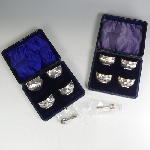 159 - A cased set of four Edwardian silver Open Salts, by Joseph Gloster, hallmarked Birmingham 1906,oval ... 