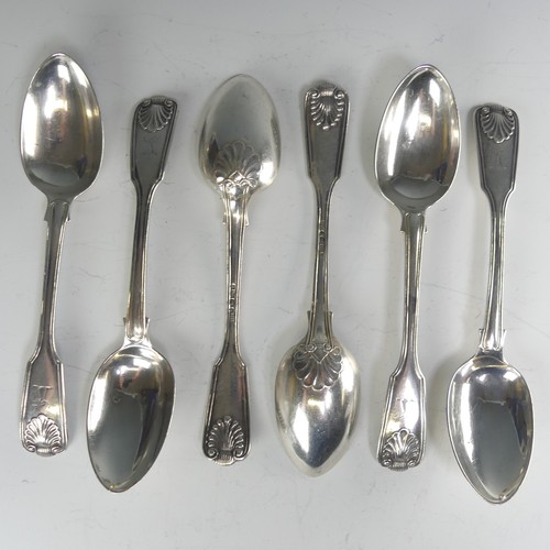 167 - A set of six Victorian silver Dessert Spoons, by Robert Williams & Sons, hallmarked Exeter 1851,... 