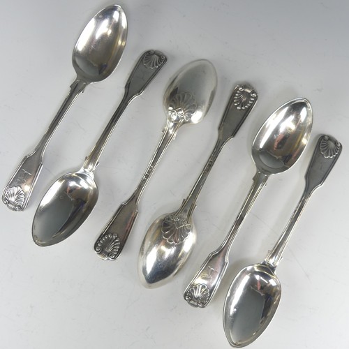 167 - A set of six Victorian silver Dessert Spoons, by Robert Williams & Sons, hallmarked Exeter 1851,... 